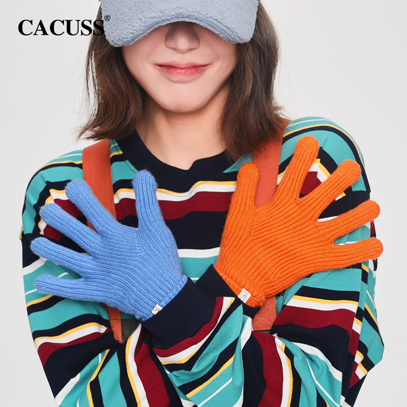 CACUSS 秋冬季新款女士可爱风毛线针织手套