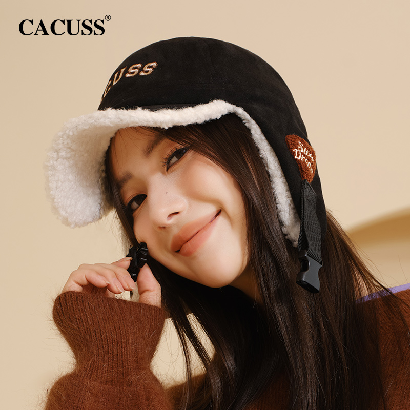 CACUSS 冬季新款 女士泰迪绒雷锋帽 防风护耳帽